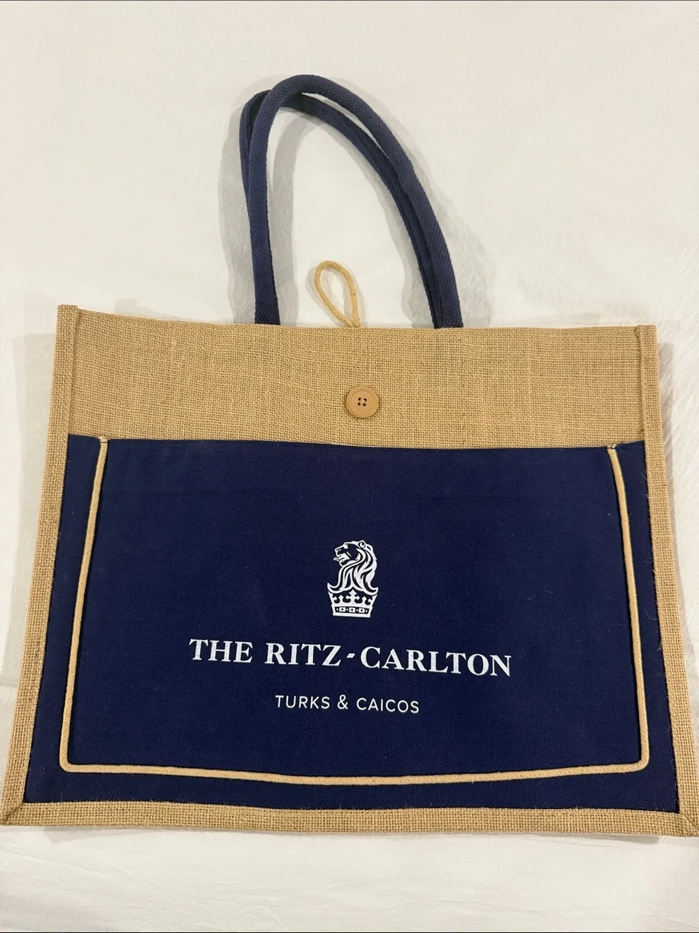 The Ritz-Carlton Turks & Caicos Navy and Tan Tote Bag